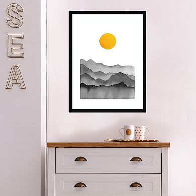 Amanti Art Black Yellow Mountain Framed Wall Art