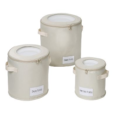 Honey-Can-Do Round Dinnerware Storage Box 3-pack Set