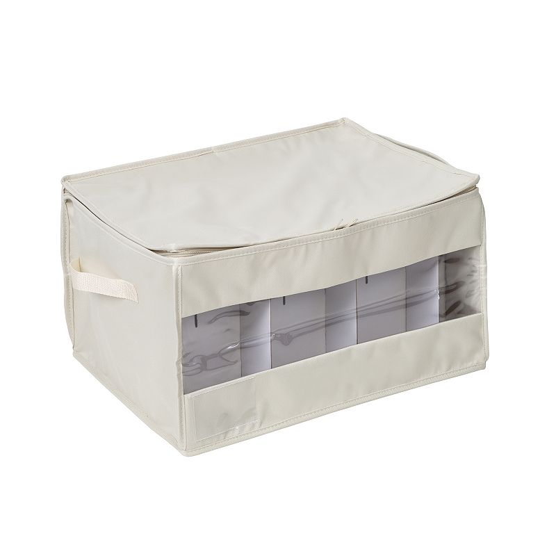 Honey-Can-Do Stemware Storage Box Set, Beig/Green