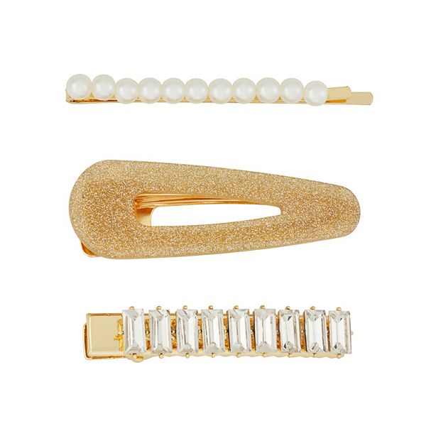 SO® GoldTone Hair Clips 3 Pack