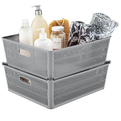 Simplify 2-Pack Slide to Stack Shallow Storage Tote Set