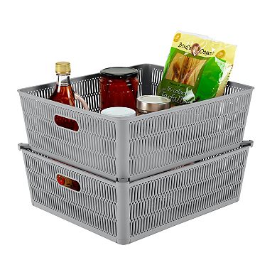 Simplify 2-Pack Slide to Stack Shallow Storage Tote Set
