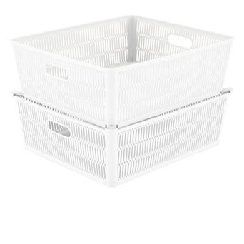 Simplify 2-Pack Slide to Stack Shallow Storage Tote Set