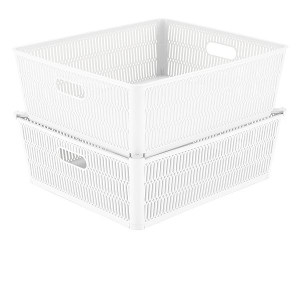 Simplify Slide 2 Stack It Storage Tote Baskets in Grey