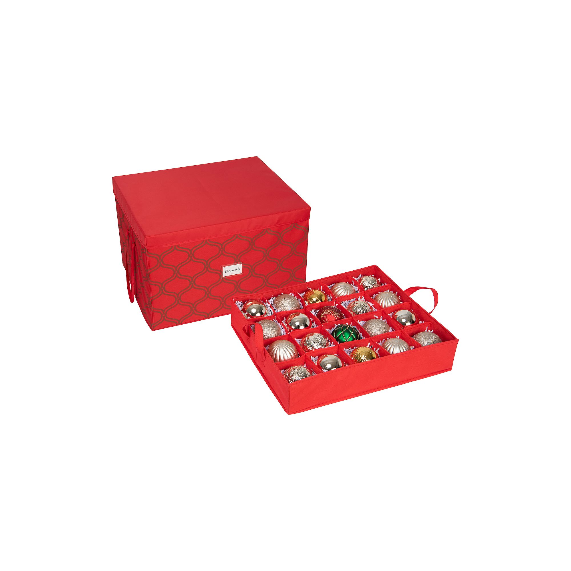 Simplify 60 Ornament Storage Box, Red