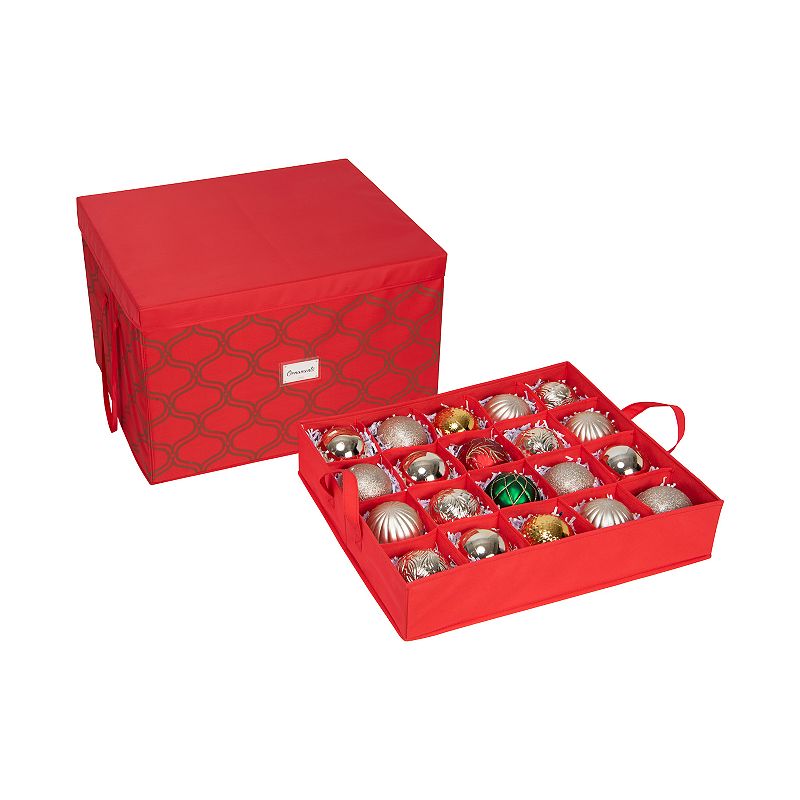 Simplify 60 Ornament Storage Box, Red