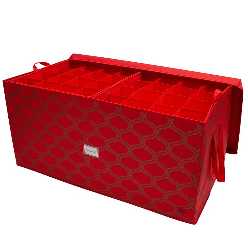 Simplify 96 Count Fabric Ornament Storage Box in Red