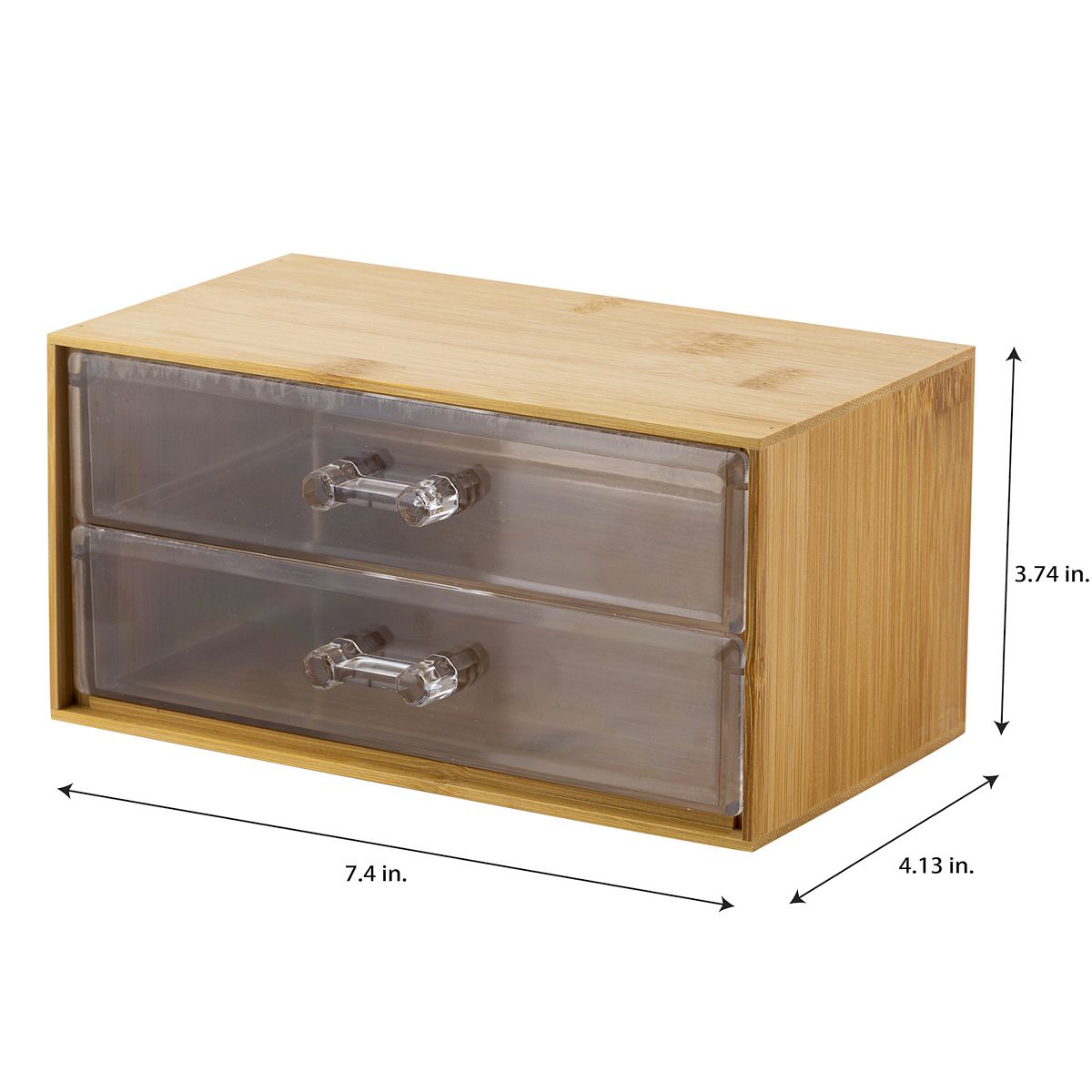 2-tier cosmetic and jewelry chest dimensions shown for height and width