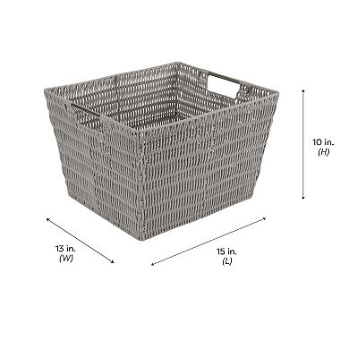 Simplify Large Rattan Storage Tote Basket