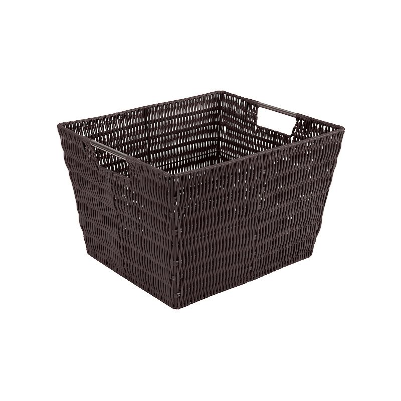 Simplify Large Rattan Storage Tote Basket, Brown
