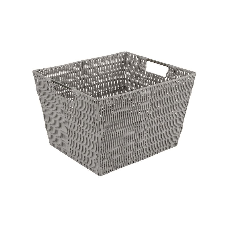 Simplify Large Rattan Tote with Sterling Silver Handles Gray