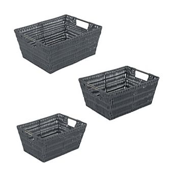 Simplify 3 Pack Set Rattan Tote Baskets