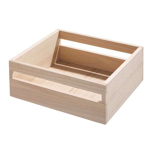 iDesign EcoWood Natural Paulownia Wood Storage Bin