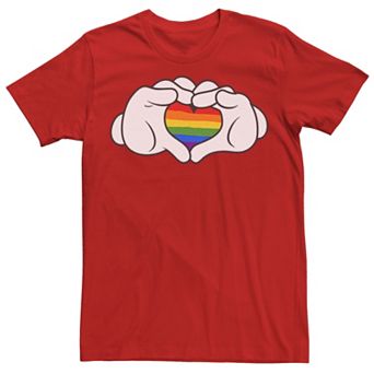 Disney's Mickey Mouse Rainbow Heart-Shaped Hands Men's Tee