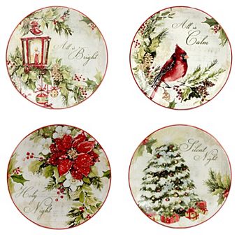 Certified International Silent Night 4 pc Dessert Plate Set