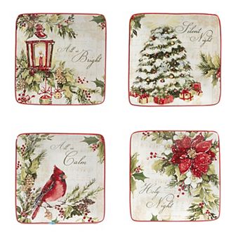 Certified International Silent Night 4 pc Canape Plate Set