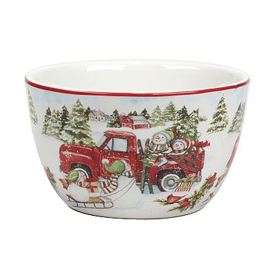 Certified International Red Truck Snowman 4-pc. Ice Cream Bowl Set