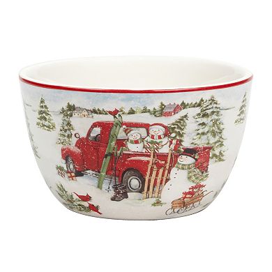 Certified International Red Truck Snowman 4-pc. Ice Cream Bowl Set