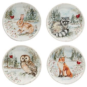 Certified International Winters Walk 4 pc Dessert Plate Set