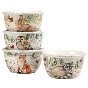Certified International Winters Walk 4 pc Ice Cream Bowl Set