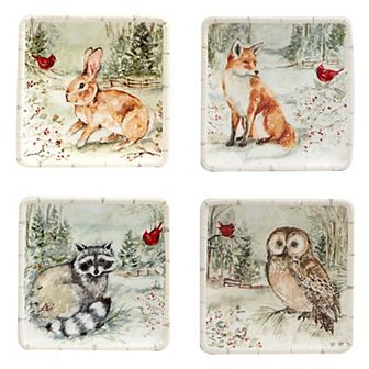 Certified International Winters Walk 4 pc Canape Plate Set