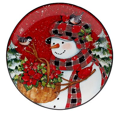 Certified International Christmas Lodge Snowman 4-pc. Dessert Plate Set