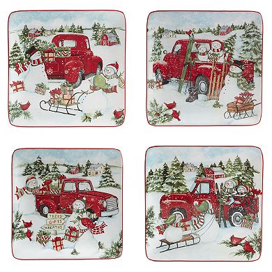 Certified International Red Truck Snowman 16-pc. Dinnerware Set