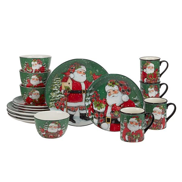 Certified International Christmas Lodge Santa 16pc. Dinnerware Set