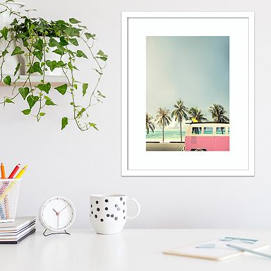 Amanti Art Surf Bus Pink Beach Framed Wall Art