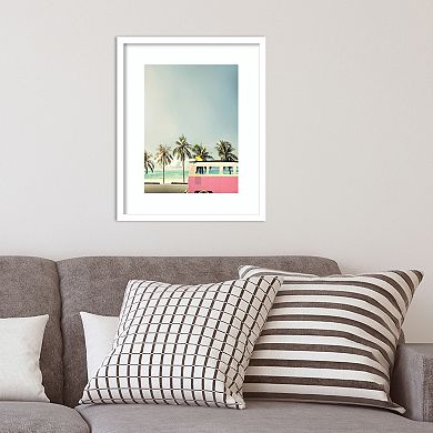 Amanti Art Surf Bus Pink Beach Framed Wall Art