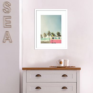 Amanti Art Surf Bus Pink Beach Framed Wall Art