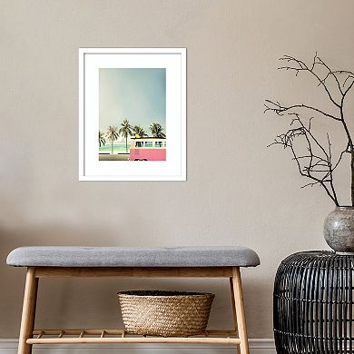 Amanti Art Surf Bus Pink Beach Framed Wall Art