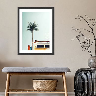 Amanti Art Surf Bus Yellow Palm Tree Framed Wall Art