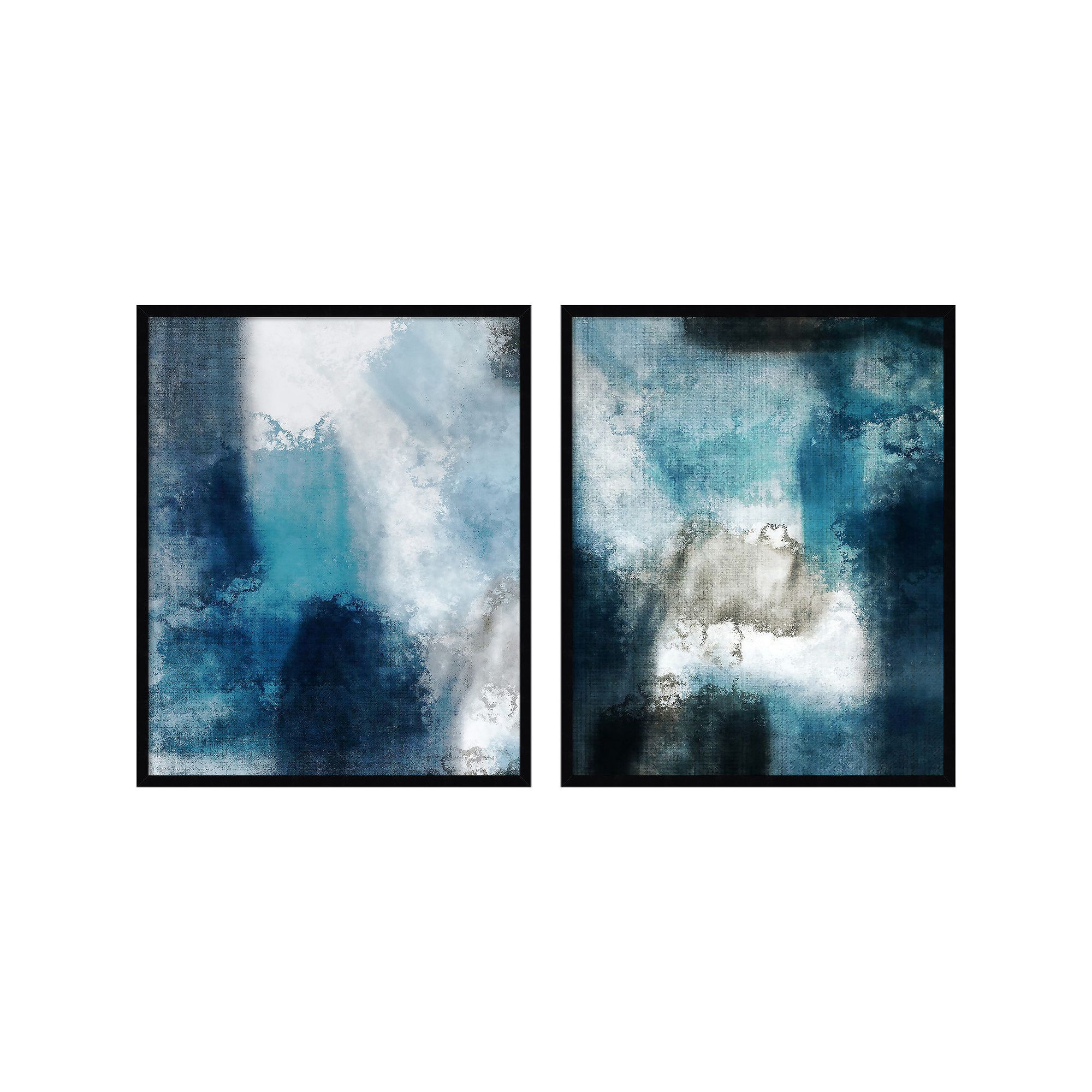Amanti Art Aqua Abstract Framed Wall Art 2-piece Set, Black