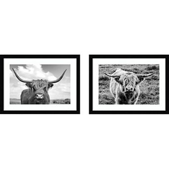 Amanti Art Highland Cows Framed Wall Art 2 pc Set