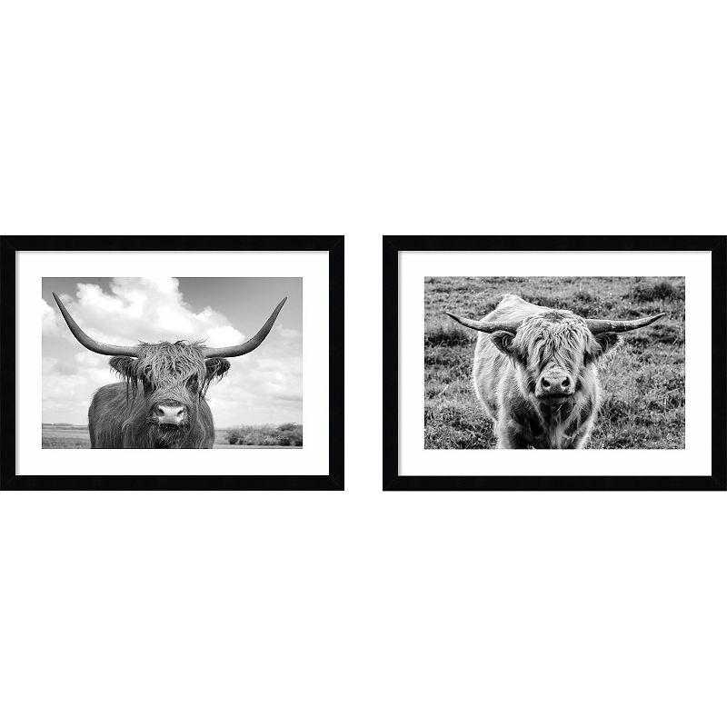 Amanti Art Highland Cows Framed Wall Art 2-piece Set, Black, 52X18