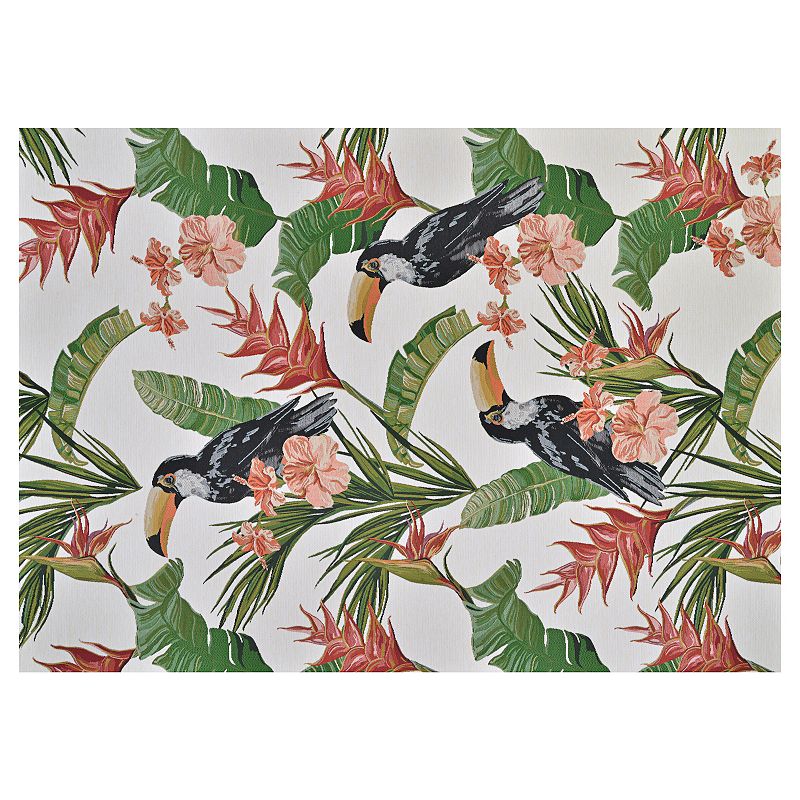 Couristan Dolce Toucans Ivory Indoor Outdoor Area Rug, Multicolor, 5X7.5 Ft