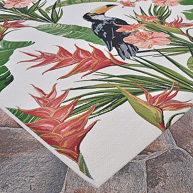 Couristan Dolce Toucans Ivory Indoor Outdoor Area Rug
