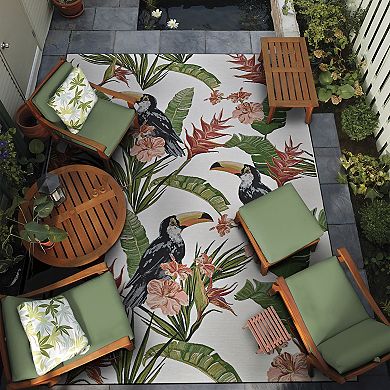 Couristan Dolce Toucans Ivory Indoor Outdoor Area Rug