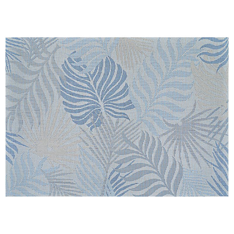 Couristan Monte Carlo Caladesi Hydrangea-Ivory Indoor Outdoor Area Rug, Blue, 7.5X11 Ft