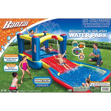Banzai Bounce N Splash Outdoor Water Park Aquatic Activity Play Center w/ Slide