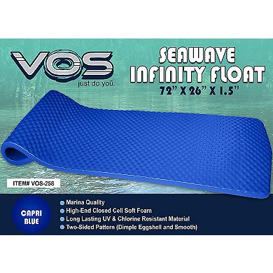 Vos 72 Inch Soft Wavy Foam UV Chlorine Resistant Water Pool Float Lounger, Blue