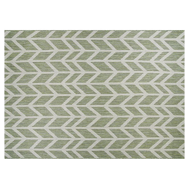 Couristan Recife Garden Key Sage-Champagne Indoor Outdoor Area Rug, Green, 7.5Ft Sq