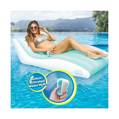 COMFY FLOATS Misting Chaise Lounger Inflatable Summertime Float for Water, Aqua