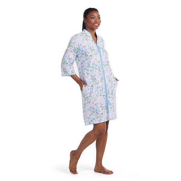 Women's Miss Elaine Essentials Quilted Knit Short Zipper Robe