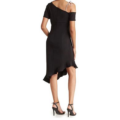 Women's Focus By Shani Asymmetrical Crystal Strap Sheath Dress