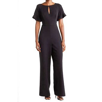 Women's Focus By Shani Keyhole Flutter Sleeve Jumpsuit