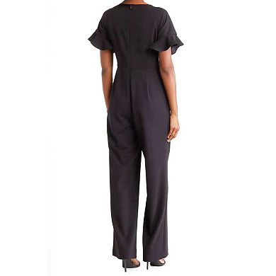 Women's Focus By Shani Keyhole Flutter Sleeve Jumpsuit