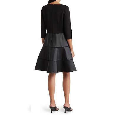 Women's Focus By Shani Faux-Leather Fit & Flare Dress