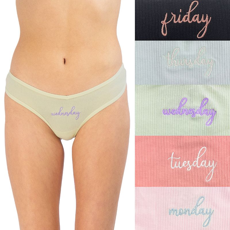 Juniors' SO® 5-pk Ribbed Hipster Panty Set SO72-026P5, Girl's, Size: XL, Days Pack